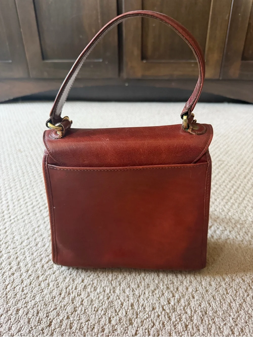 Brahmin Classic Leather Top-Handle Bag in Deep Brown
